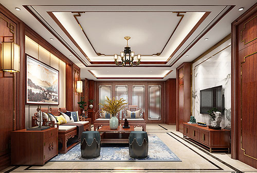 天津小清新格调的现代简约别墅中式设计装修效果图