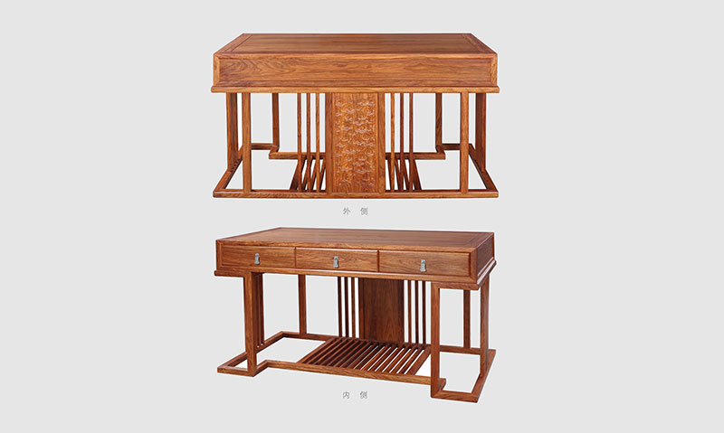天津 别墅中式家居书房装修实木书桌效果图