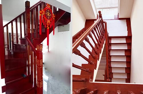 天津自建别墅中式实木楼梯全屋定制设计效果图